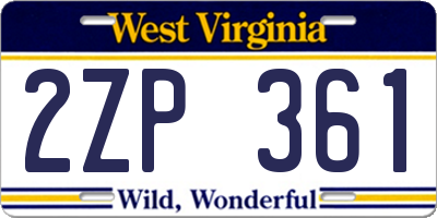 WV license plate 2ZP361