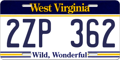 WV license plate 2ZP362