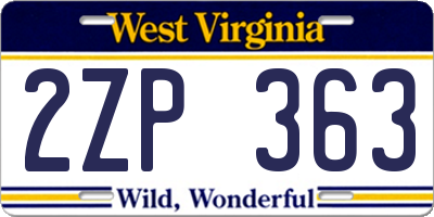 WV license plate 2ZP363