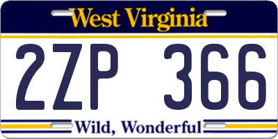 WV license plate 2ZP366
