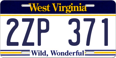 WV license plate 2ZP371
