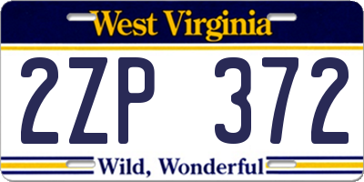 WV license plate 2ZP372