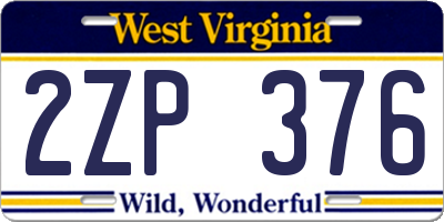WV license plate 2ZP376