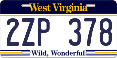 WV license plate 2ZP378