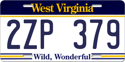 WV license plate 2ZP379