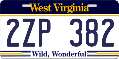 WV license plate 2ZP382