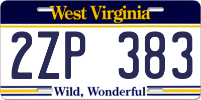 WV license plate 2ZP383