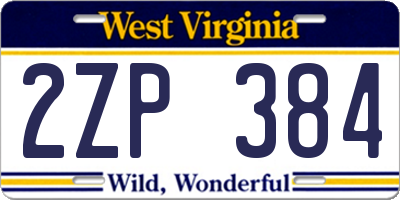 WV license plate 2ZP384