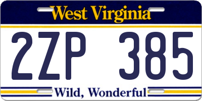WV license plate 2ZP385
