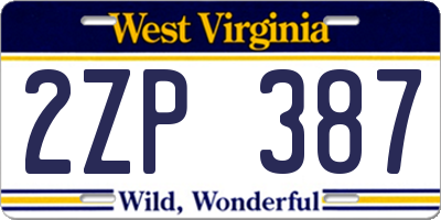 WV license plate 2ZP387