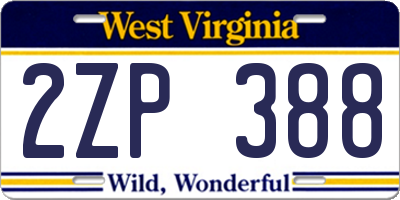 WV license plate 2ZP388