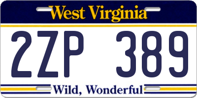 WV license plate 2ZP389