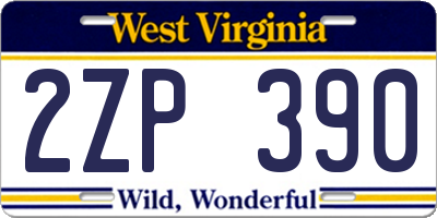 WV license plate 2ZP390