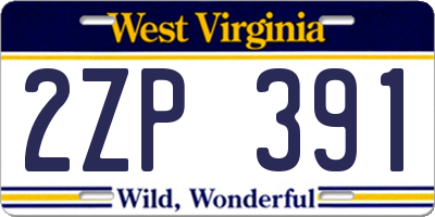 WV license plate 2ZP391
