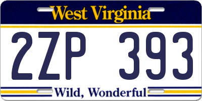 WV license plate 2ZP393