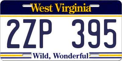 WV license plate 2ZP395