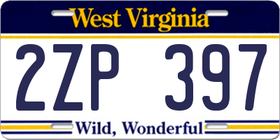 WV license plate 2ZP397