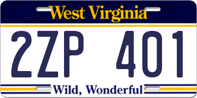 WV license plate 2ZP401