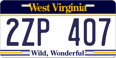 WV license plate 2ZP407