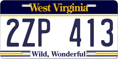 WV license plate 2ZP413