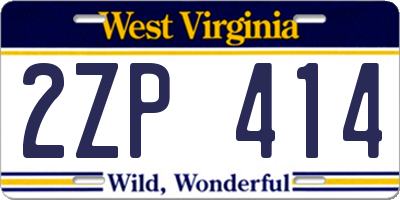 WV license plate 2ZP414