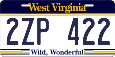 WV license plate 2ZP422