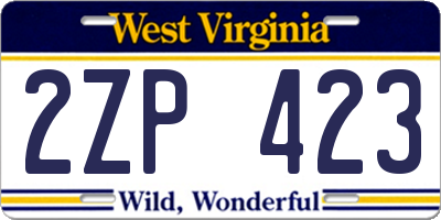 WV license plate 2ZP423
