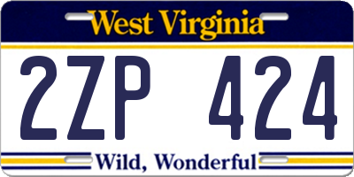 WV license plate 2ZP424