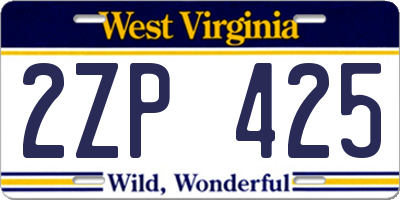 WV license plate 2ZP425