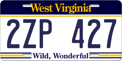 WV license plate 2ZP427