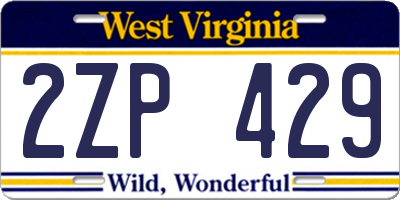 WV license plate 2ZP429
