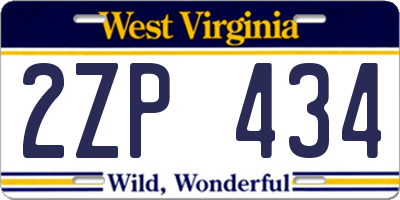 WV license plate 2ZP434