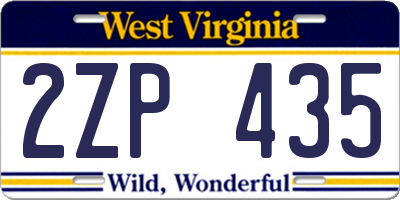 WV license plate 2ZP435