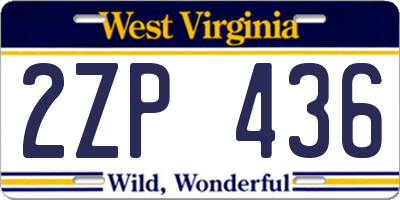 WV license plate 2ZP436
