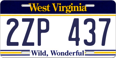 WV license plate 2ZP437