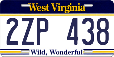 WV license plate 2ZP438