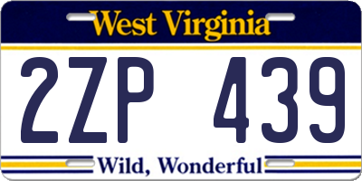 WV license plate 2ZP439