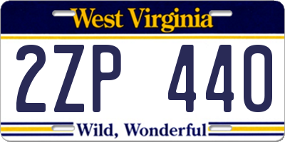 WV license plate 2ZP440