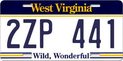 WV license plate 2ZP441