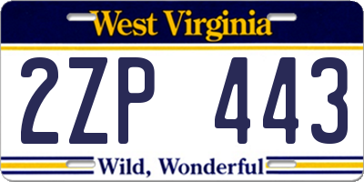 WV license plate 2ZP443