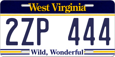 WV license plate 2ZP444