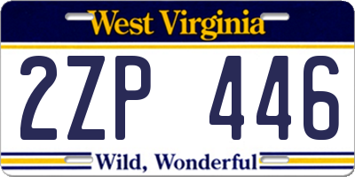 WV license plate 2ZP446