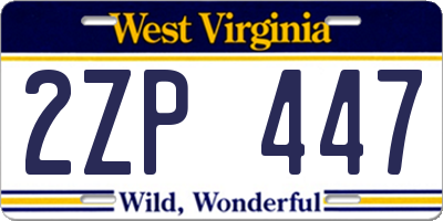 WV license plate 2ZP447