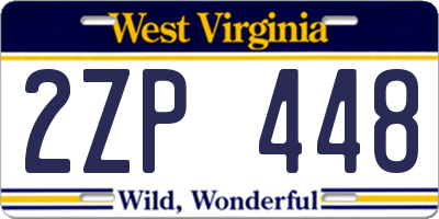 WV license plate 2ZP448