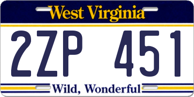 WV license plate 2ZP451