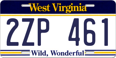 WV license plate 2ZP461