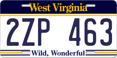WV license plate 2ZP463