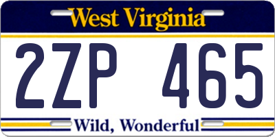 WV license plate 2ZP465
