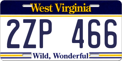 WV license plate 2ZP466