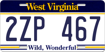 WV license plate 2ZP467